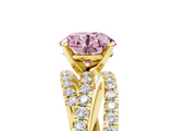 Yellow gold Fancy Pink Round  Solitaire Twist Band with Pavé Setting and Four-Prong Setting_5