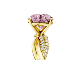 Yellow gold Fancy Pink Round  Solitaire Twist Band with Pave Prong Setting_5