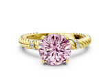 Yellow gold Fancy Pink Round  Solitaire Twisted Band Prong Set Engagement Ring_28