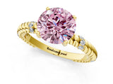 Yellow gold Fancy Pink Round  Solitaire Twisted Band Prong Set Engagement Ring_29