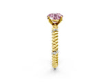 Yellow gold Fancy Pink Round  Solitaire Twisted Band Prong Set Engagement Ring_30