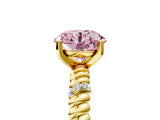 Yellow gold Fancy Pink Round  Solitaire Twisted Band Prong Set Engagement Ring_33