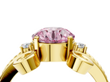 Yellow gold Fancy Pink Round  Solitaire Twisted Band Scroll Prong Ring_7