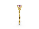 Yellow gold Fancy Pink Round  Solitaire Twisted Band with Bead Prong Setting_31