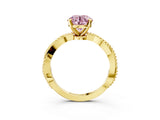 Yellow gold Fancy Pink Round  Solitaire Twisted Band with Bead Prong Setting_32