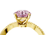 Yellow gold Fancy Pink Round  Solitaire Twisted Band with Bead Prong Setting_33