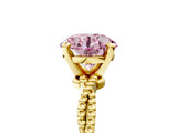 Yellow gold Fancy Pink Round  Solitaire Twisted Band with Bead Prong Setting_34