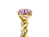 Yellow gold Fancy Pink Round  Solitaire Twisted Band with Pavé Accents and Four-Prong Setting_5