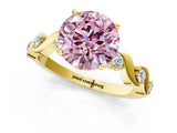 Yellow gold Fancy Pink Round  Solitaire Twisted Band with Prong Setting 1