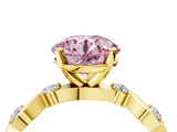 Yellow gold Fancy Pink Round  Solitaire Twisted Band with Prong Setting 4