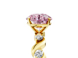 Yellow gold Fancy Pink Round  Solitaire Twisted Band with Prong Setting 5