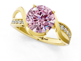 Yellow gold Fancy Pink Round  Solitaire Twisted Band with Prong Setting_4