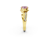 Yellow gold Fancy Pink Round  Solitaire Twisted Band with Prong Setting_5