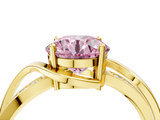 Yellow gold Fancy Pink Round  Solitaire Twisted Band with Prong Setting_7