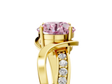 Yellow gold Fancy Pink Round  Solitaire Twisted Band with Prong Setting_8