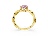 Yellow gold Fancy Pink Round  Solitaire Twisted Pave Diamond Ring with Four-Prong Setting_103