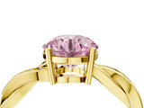 Yellow gold Fancy Pink Round  Solitaire Twisted Pave Diamond Ring with Four-Prong Setting_104