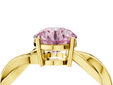 Yellow gold Fancy Pink Round  Solitaire Twisted Pave Diamond Ring with Four-Prong Setting_16