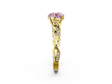 Yellow gold Fancy Pink Round  Solitaire Vine Band with Milgrain Prong Setting_5
