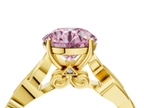 Yellow gold Fancy Pink Round  Solitaire Vine Band with Milgrain Prong Setting_7