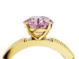 Yellow gold Fancy Pink Round  Solitaire with Pavé Band and Four-Prong Setting_33