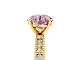 Yellow gold Fancy Pink Round  Solitaire with Pavé Band and Four-Prong Setting_34