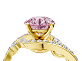 Yellow gold Fancy Pink Round  Solitaire with Pavé Twist Band and Four-Prong Setting_4