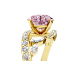 Yellow gold Fancy Pink Round  Solitaire with Pavé Twist Band and Four-Prong Setting_5