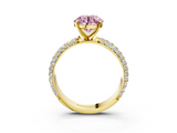 Yellow gold Fancy Pink Round  Solitaire with Pave Band and Four-Prong Setting_6