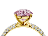 Yellow gold Fancy Pink Round  Solitaire with Pave Band and Four-Prong Setting_7