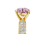 Yellow gold Fancy Pink Round  Solitaire with Pave Band and Four-Prong Setting_8