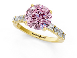 Yellow gold Fancy Pink Round  Solitaire with Side Baguettes and Channel Set Band_1
