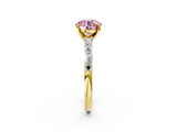 Yellow gold Fancy Pink Round  Solitaire with Side Baguettes and Channel Set Band_2