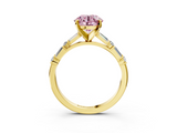 Yellow gold Fancy Pink Round  Solitaire with Side Baguettes and Channel Set Band_3