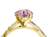 Yellow gold Fancy Pink Round  Solitaire with Side Baguettes and Channel Set Band_4