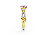 Yellow gold Fancy Pink Round  Three-Stone Diamond Ring with Pavé Split Shank and Four-Prong Setting_19
