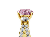Yellow gold Fancy Pink Round  Three-Stone Diamond Ring with Pavé Split Shank and Four-Prong Setting_22
