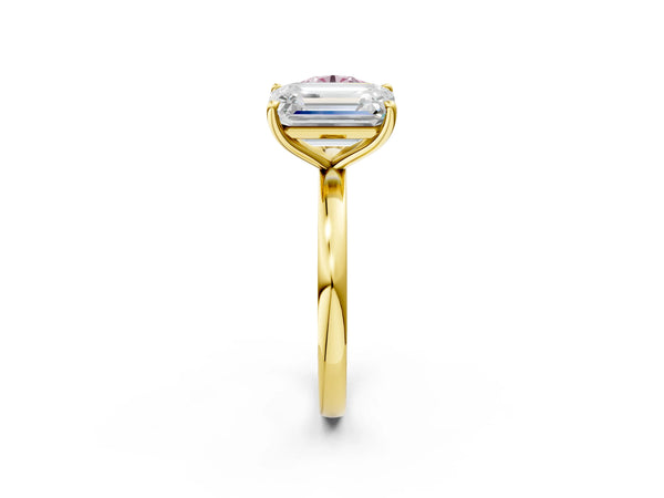 Yellow gold Fancy Pink Round  and Emerald Cut Toi Moi Ring with Prong Setting