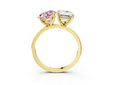 Yellow gold Fancy Pink Round  and Emerald Cut Toi Moi Ring with Prong Setting_32