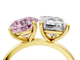Yellow gold Fancy Pink Round  and Emerald Cut Toi Moi Ring with Prong Setting_33
