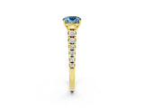 Yellow gold Fancy White Cushion Cut Aquamarine Solitaire Ring with Cathedral Setting and Pavé Band_2