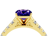 Yellow gold Fancy White Cushion Cut Tanzanite Solitaire Ring with Cathedral Setting and Pavé Band_4