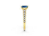 Yellow gold Fancy White Emerald Cut Aquamarine Solitaire Ring with Cathedral Setting and Pavé Band_2