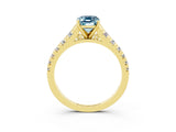 Yellow gold Fancy White Emerald Cut Aquamarine Solitaire Ring with Cathedral Setting and Pavé Band_3