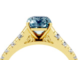 Yellow gold Fancy White Emerald Cut Aquamarine Solitaire Ring with Cathedral Setting and Pavé Band_4