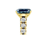 Yellow gold Fancy White Emerald Cut Aquamarine Solitaire Ring with Cathedral Setting and Pavé Band_5