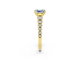 Yellow gold Fancy White Emerald Cut Moissanite Solitaire Ring with Cathedral Setting and Pavé Band_2
