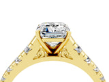 Yellow gold Fancy White Emerald Cut Moissanite Solitaire Ring with Cathedral Setting and Pavé Band_4