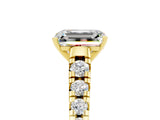 Yellow gold Fancy White Emerald Cut Moissanite Solitaire Ring with Cathedral Setting and Pavé Band_5