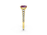 Yellow gold Fancy White Emerald Cut Morganite Solitaire Ring with Cathedral Setting and Pavé Band_2